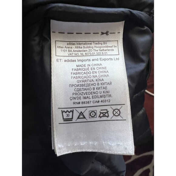 Adidas Varilite Mens Black Duck Down Puffer Zip Up Jacket Medium Pockets Unisex - Picture 12 of 13